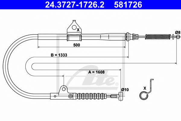 Ate 24.3727-1726.2 Parking brake cable, right 24372717262: Buy near me in Poland at 2407.PL - Good price!