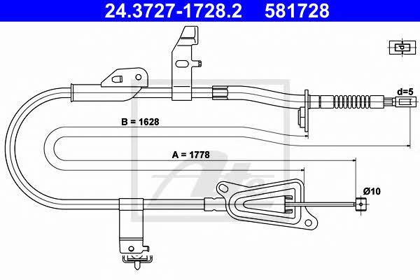 Ate 24.3727-1728.2 Parking brake cable, right 24372717282: Buy near me in Poland at 2407.PL - Good price!