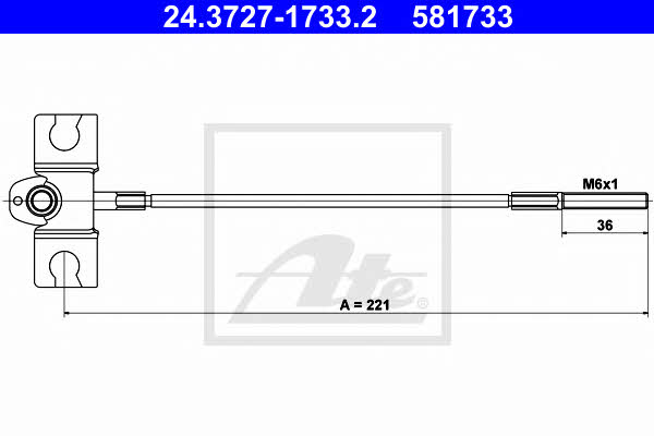 Ate 24.3727-1733.2 Трос стояночного тормоза 24372717332: Отличная цена - Купить в Польше на 2407.PL!