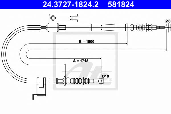 Ate 24.3727-1824.2 Parking brake cable, right 24372718242: Buy near me in Poland at 2407.PL - Good price!