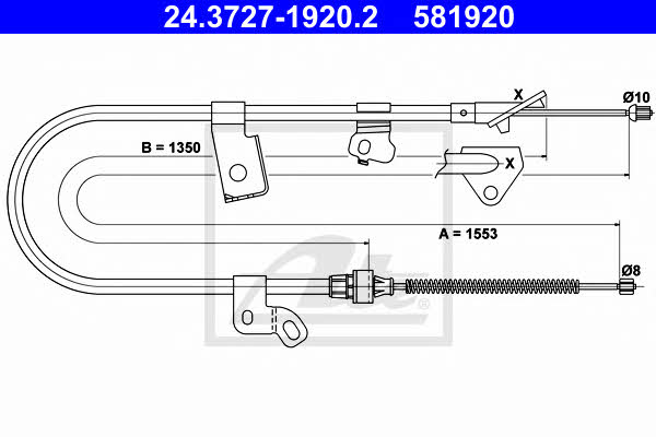 Ate 24.3727-1920.2 Parking brake cable, right 24372719202: Buy near me in Poland at 2407.PL - Good price!