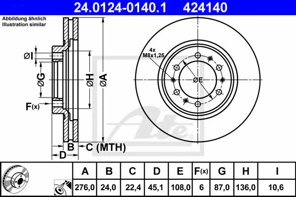 Ate 24.0124-0140.1 Тормозной диск передний вентилируемый 24012401401: Отличная цена - Купить в Польше на 2407.PL!