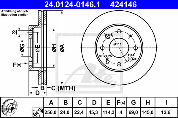 Ate 24.0124-0146.1 Тормозной диск передний вентилируемый 24012401461: Отличная цена - Купить в Польше на 2407.PL!