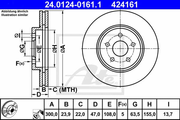 Ate 24.0124-0161.1 Тормозной диск передний вентилируемый 24012401611: Отличная цена - Купить в Польше на 2407.PL!