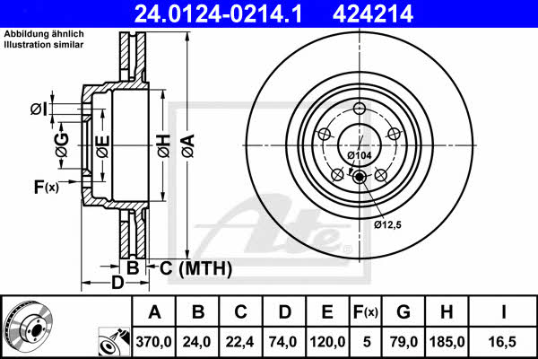 Ate 24.0124-0214.1 Rear ventilated brake disc 24012402141: Buy near me in Poland at 2407.PL - Good price!