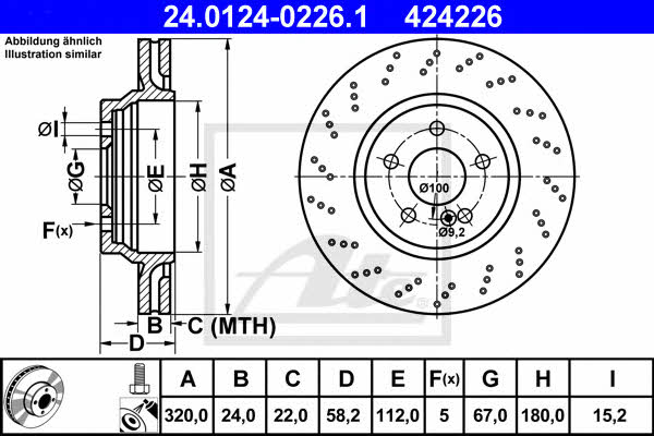 Ate 24.0124-0226.1 Rear ventilated brake disc 24012402261: Buy near me in Poland at 2407.PL - Good price!