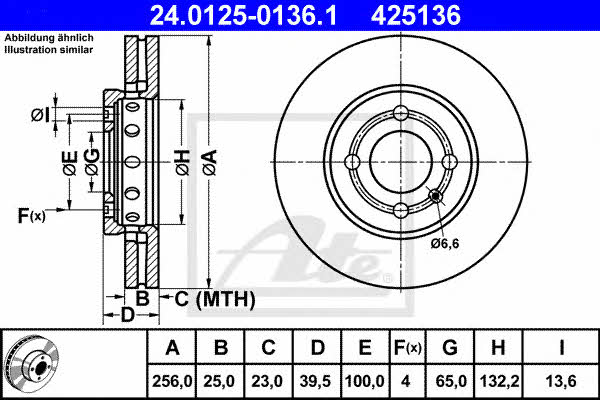 Ate 24.0125-0136.1 Front brake disc ventilated 24012501361: Buy near me in Poland at 2407.PL - Good price!