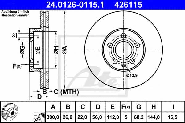 Ate 24.0126-0115.1 Тормозной диск передний вентилируемый 24012601151: Отличная цена - Купить в Польше на 2407.PL!