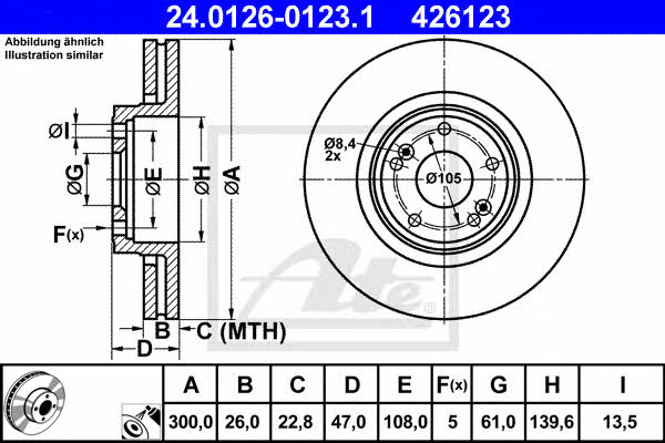 Ate 24.0126-0123.1 Тормозной диск передний вентилируемый 24012601231: Отличная цена - Купить в Польше на 2407.PL!