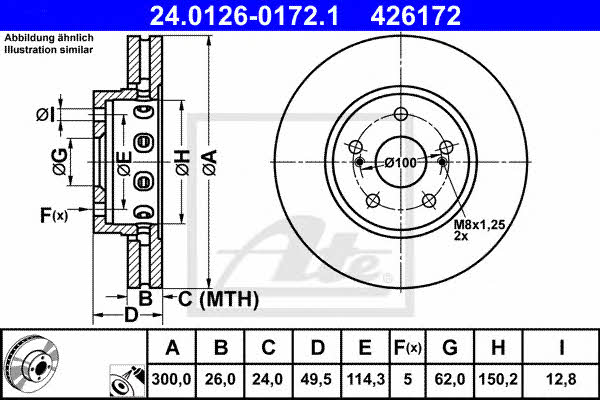 Ate 24.0126-0172.1 Front brake disc ventilated 24012601721: Buy near me in Poland at 2407.PL - Good price!