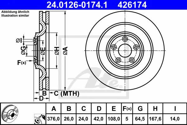 Ate 24.0126-0174.1 Rear ventilated brake disc 24012601741: Buy near me in Poland at 2407.PL - Good price!