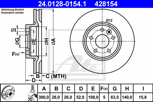 Ate 24.0128-0154.1 Тормозной диск передний вентилируемый 24012801541: Отличная цена - Купить в Польше на 2407.PL!