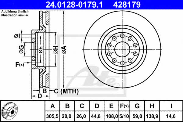 Ate 24.0128-0179.1 Тормозной диск передний вентилируемый 24012801791: Отличная цена - Купить в Польше на 2407.PL!