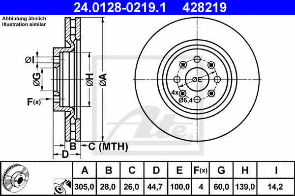 Ate 24.0128-0219.1 Тормозной диск передний вентилируемый 24012802191: Отличная цена - Купить в Польше на 2407.PL!