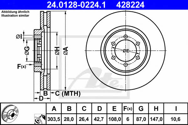 24012802241 Ate Front vented brake disc