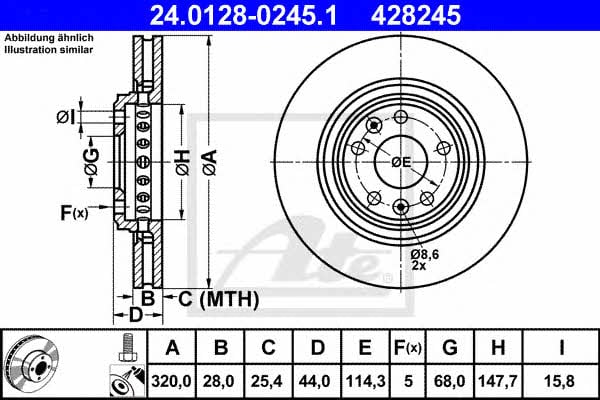 Ate 24.0128-0245.1 Тормозной диск передний вентилируемый 24012802451: Отличная цена - Купить в Польше на 2407.PL!