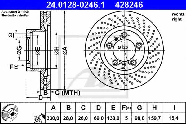 Ate 24.0128-0246.1 Тормозной диск передний вентилируемый 24012802461: Купить в Польше - Отличная цена на 2407.PL!