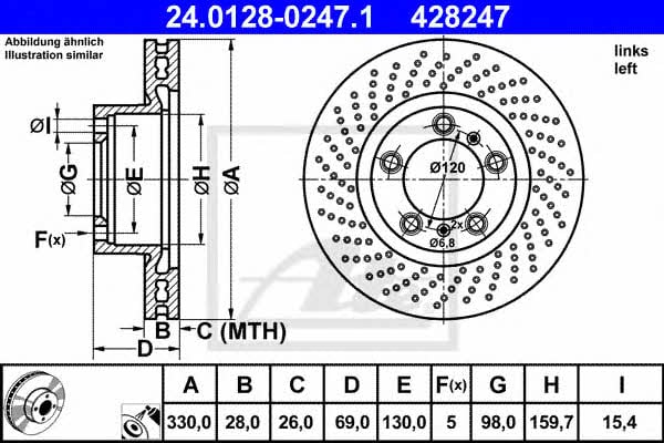 Ate 24.0128-0247.1 Тормозной диск передний вентилируемый 24012802471: Отличная цена - Купить в Польше на 2407.PL!