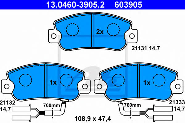 Ate 13.0460-3905.2 Brake Pad Set, disc brake 13046039052: Buy near me in Poland at 2407.PL - Good price!