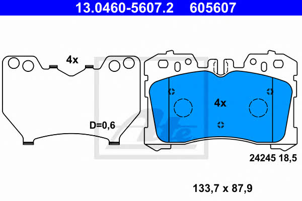 Ate 13.0460-5607.2 Brake Pad Set, disc brake 13046056072: Buy near me in Poland at 2407.PL - Good price!