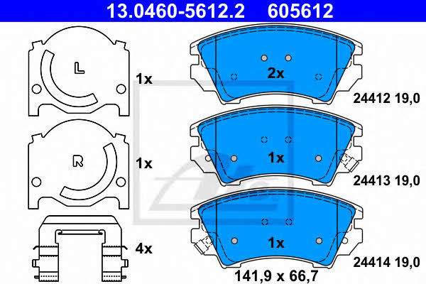 Ate 13.0460-5612.2 Brake Pad Set, disc brake 13046056122: Buy near me in Poland at 2407.PL - Good price!