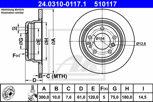 Ate 24.0310-0117.1 Тормозной диск задний невентилируемый 24031001171: Отличная цена - Купить в Польше на 2407.PL!