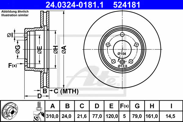 Ate 24.0324-0181.1 Front brake disc ventilated 24032401811: Buy near me in Poland at 2407.PL - Good price!