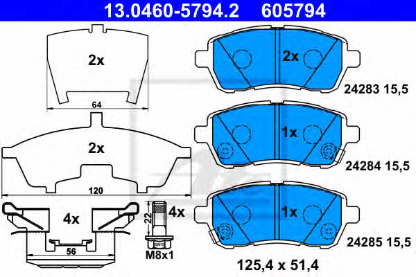 Ate 13.0460-5794.2 Brake Pad Set, disc brake 13046057942: Buy near me in Poland at 2407.PL - Good price!