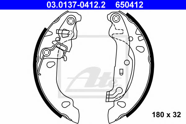 Ate 03.0137-0412.2 Brake shoe set 03013704122: Buy near me at 2407.PL in Poland at an Affordable price!