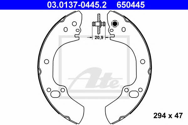 Ate 03.0137-0445.2 Brake shoe set 03013704452: Buy near me at 2407.PL in Poland at an Affordable price!