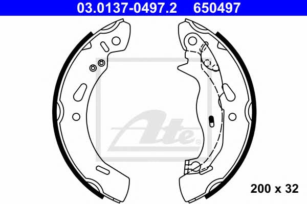 Ate 03.0137-0497.2 Brake shoe set 03013704972: Buy near me in Poland at 2407.PL - Good price!