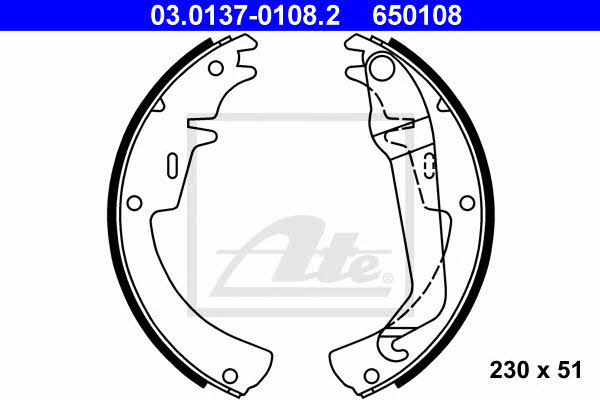 Ate 03.0137-0108.2 Brake shoe set 03013701082: Buy near me at 2407.PL in Poland at an Affordable price!