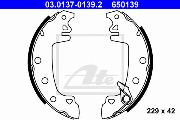 Ate 03.0137-0139.2 Brake shoe set 03013701392: Buy near me at 2407.PL in Poland at an Affordable price!