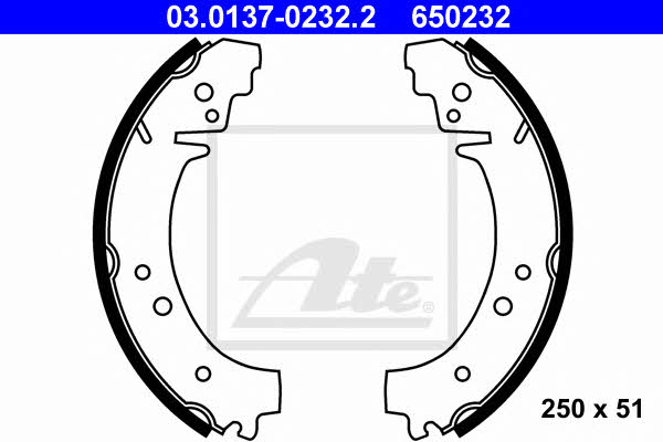 Ate 03.0137-0232.2 Brake shoe set 03013702322: Buy near me at 2407.PL in Poland at an Affordable price!