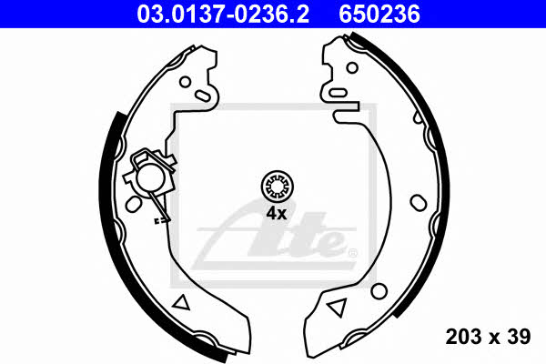 Ate 03.0137-0236.2 Brake shoe set 03013702362: Buy near me in Poland at 2407.PL - Good price!