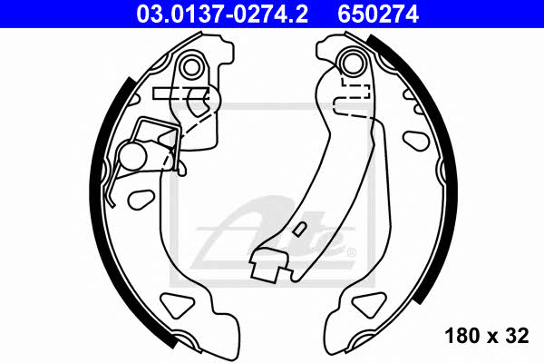 Ate 03.0137-0274.2 Brake shoe set 03013702742: Buy near me at 2407.PL in Poland at an Affordable price!