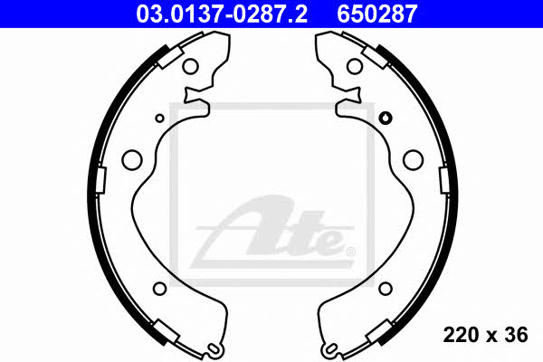 Ate 03.0137-0287.2 Brake shoe set 03013702872: Buy near me at 2407.PL in Poland at an Affordable price!