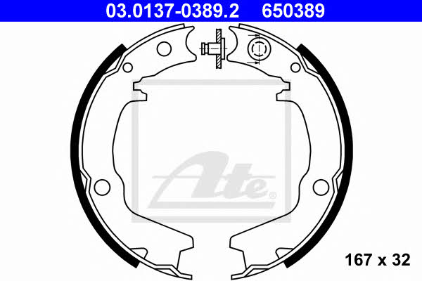 Ate 03.0137-0389.2 Parking brake shoes 03013703892: Buy near me in Poland at 2407.PL - Good price!