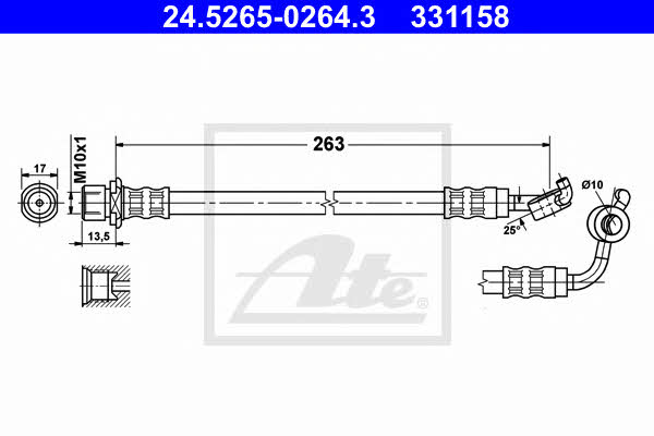 Ate 24.5265-0264.3 Тормозной шланг 24526502643: Отличная цена - Купить в Польше на 2407.PL!