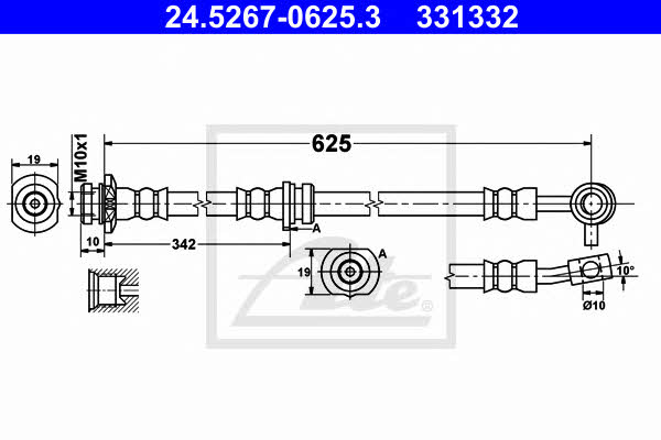 Ate 24.5267-0625.3 Brake Hose 24526706253: Buy near me in Poland at 2407.PL - Good price!