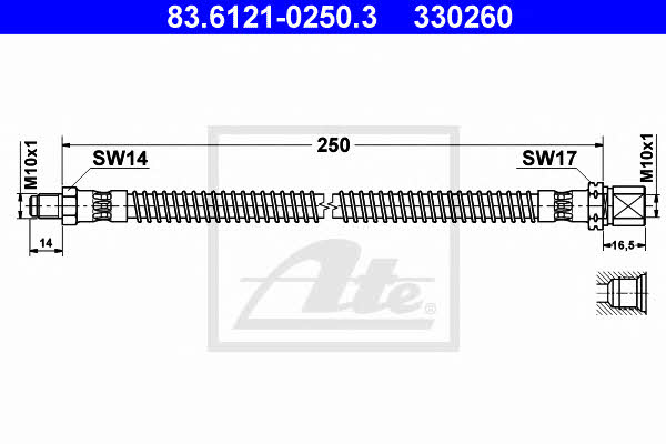 Ate 83.6121-0250.3 Bremsschlauch 83612102503: Kaufen Sie zu einem guten Preis in Polen bei 2407.PL!