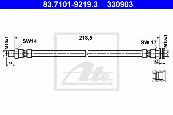 Ate 83.7101-9219.3 Гальмівний шланг 83710192193: Приваблива ціна - Купити у Польщі на 2407.PL!