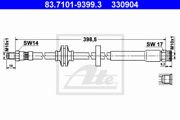 Ate 83.7101-9399.3 Brake Hose 83710193993: Buy near me at 2407.PL in Poland at an Affordable price!