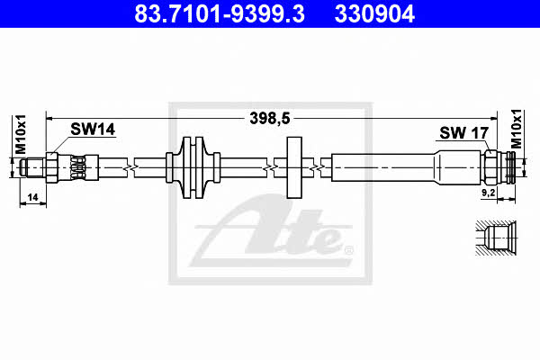 Ate 83.7101-9399.3 Brake Hose 83710193993: Buy near me in Poland at 2407.PL - Good price!