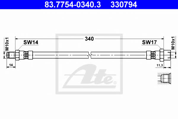 Ate 83.7754-0340.3 Bremsschlauch 83775403403: Kaufen Sie zu einem guten Preis in Polen bei 2407.PL!