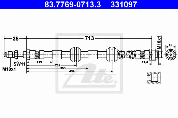 Ate 83.7769-0713.3 Brake Hose 83776907133: Buy near me in Poland at 2407.PL - Good price!