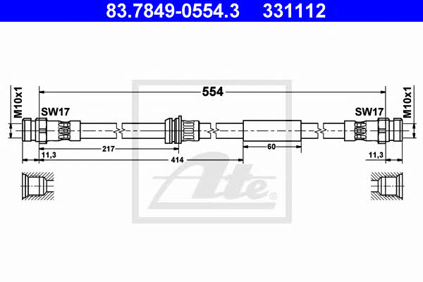 Ate 83.7849-0554.3 Brake Hose 83784905543: Buy near me in Poland at 2407.PL - Good price!