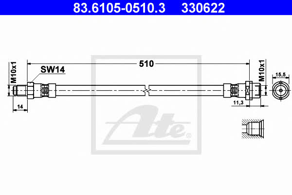 Ate 83.6105-0510.3 Bremsschlauch 83610505103: Kaufen Sie zu einem guten Preis in Polen bei 2407.PL!