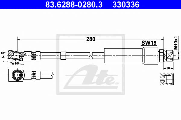 Ate 83.6288-0280.3 Тормозной шланг 83628802803: Отличная цена - Купить в Польше на 2407.PL!