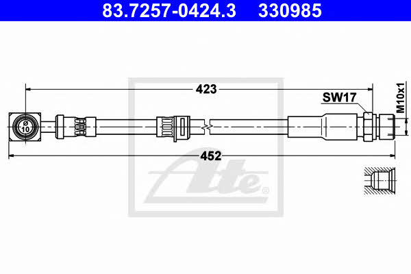 Ate 83.7257-0424.3 Brake Hose 83725704243: Buy near me in Poland at 2407.PL - Good price!